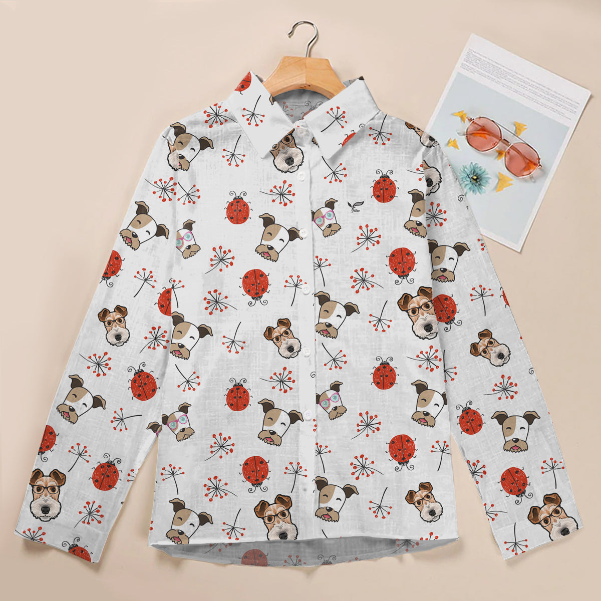 Coccinelle et Wire Fox Terrier - Chemise femme