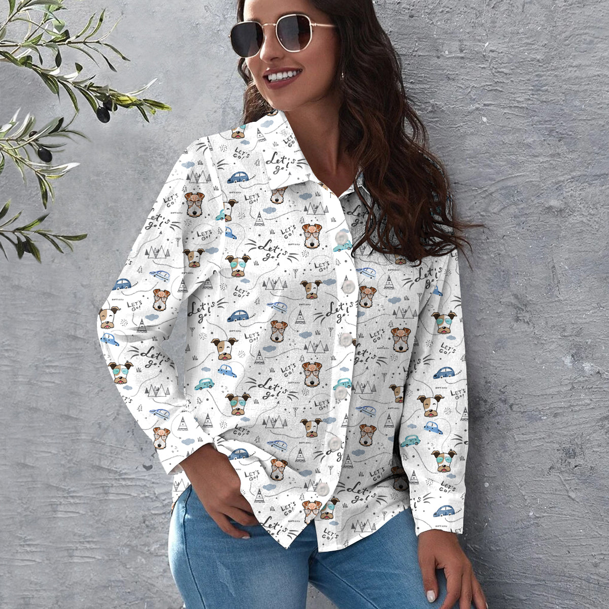 Let's Go With Wire Fox Terrier - Follus Women's Long-Sleeve Shirt 110