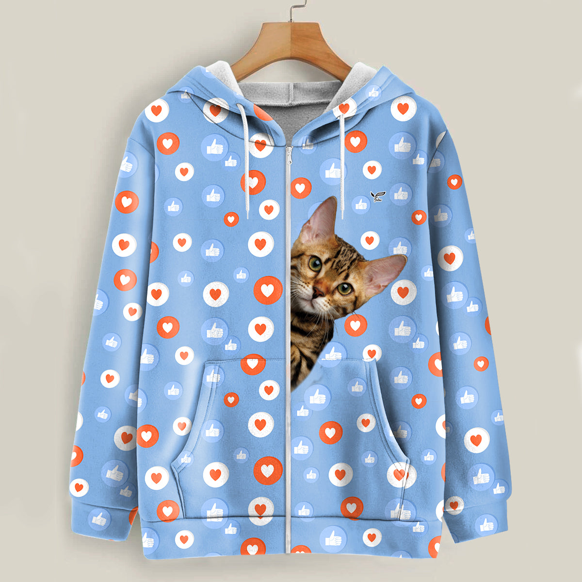 Like And Heart For Bengal Cat - Follus Hoodie