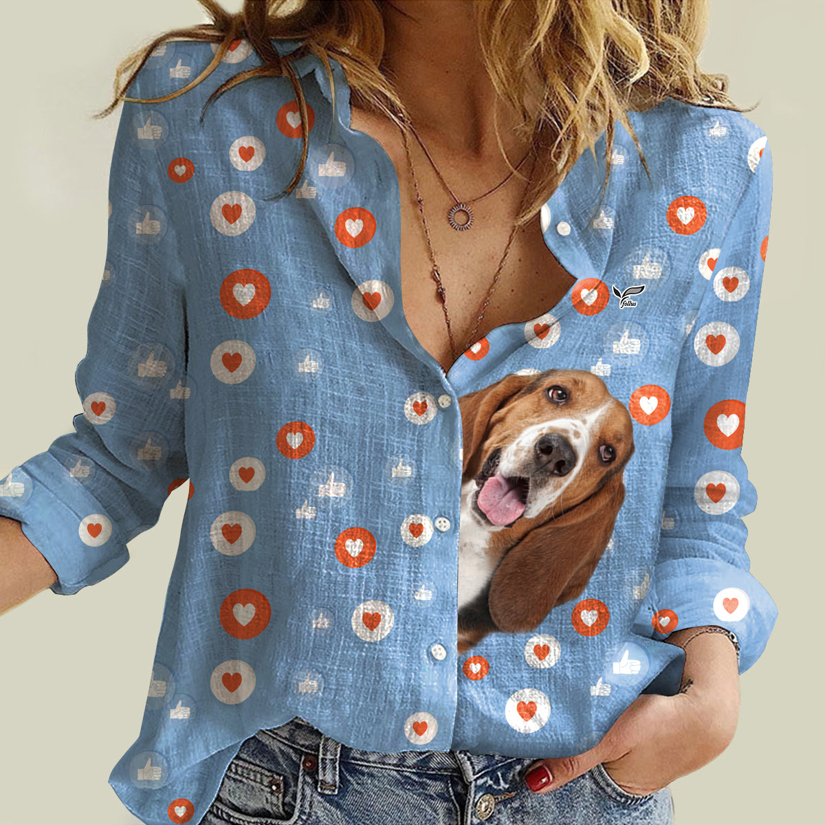 Like And Heart For Basset Hound Mom - Follus Damen-Langarmshirt