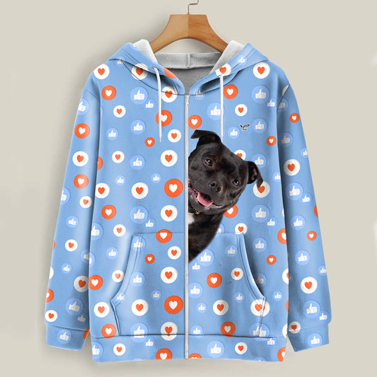 Like And Heart For Staffordshire Bull Terrier - Follus Hoodie