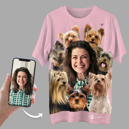 Regardez ce qui m'arrive avec les Yorkshire Terriers - T-shirt personnalisé avec votre photo