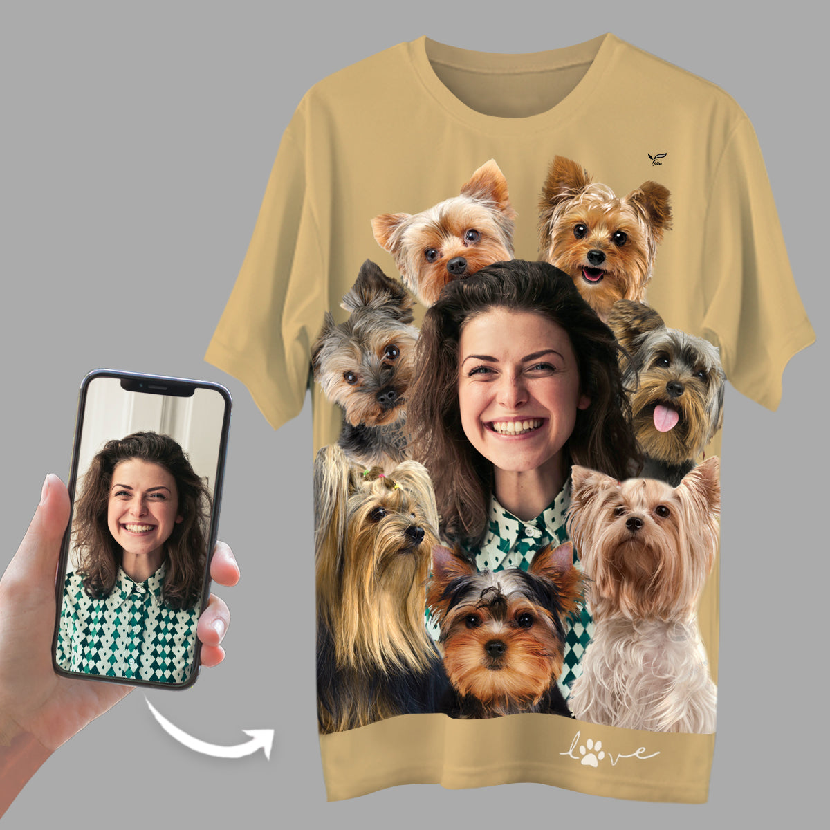 Regardez ce qui m'arrive avec les Yorkshire Terriers - T-shirt personnalisé avec votre photo