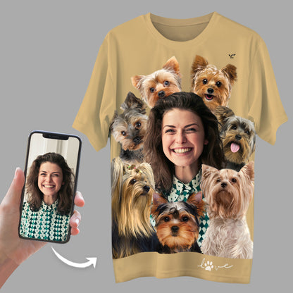 Regardez ce qui m'arrive avec les Yorkshire Terriers - T-shirt personnalisé avec votre photo