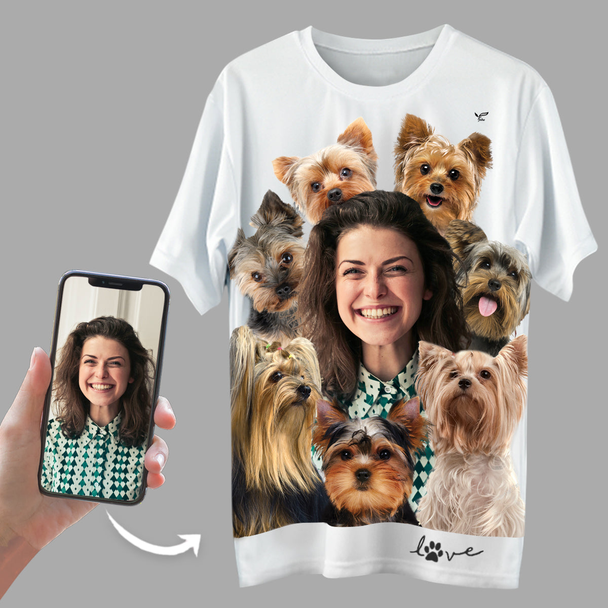 Regardez ce qui m'arrive avec les Yorkshire Terriers - T-shirt personnalisé avec votre photo
