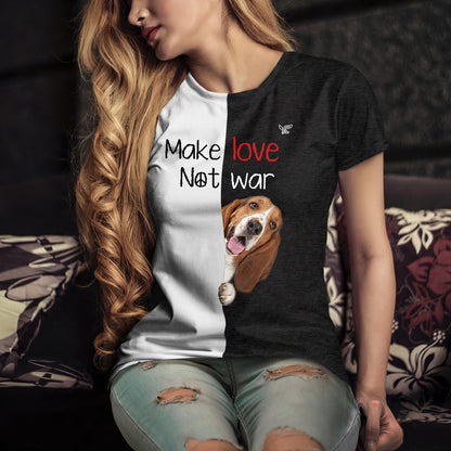 Faites l'amour, pas la guerre - T-Shirt Basset Hound V1