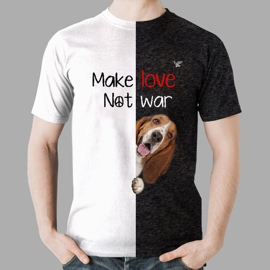 Faites l'amour, pas la guerre - T-Shirt Basset Hound V1