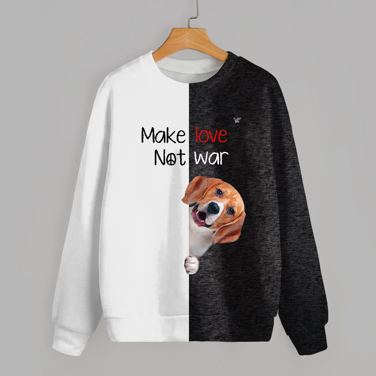 Faites l'amour, pas la guerre - Sweat-shirt Beagle V1