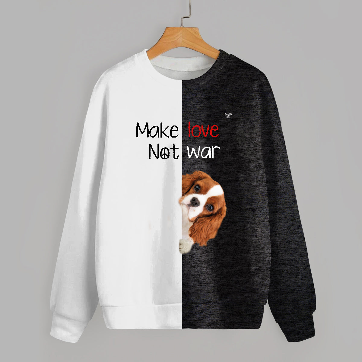 Faites l'amour, pas la guerre - Sweat-shirt Cavalier King Charles Spaniel V1