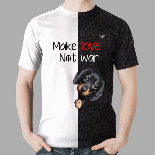 Faites l'amour, pas la guerre - T-Shirt Teckel V1