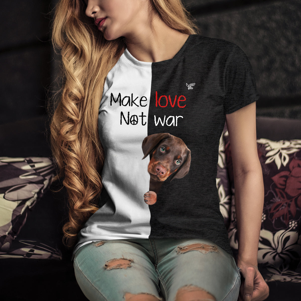 Make Love Not War - Dobermann Pinscher T-Shirt V1