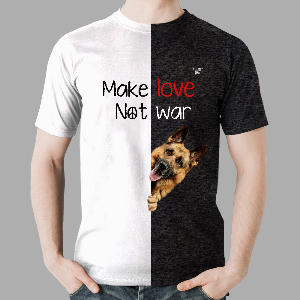 Faites l'amour, pas la guerre - T-shirt berger allemand V1