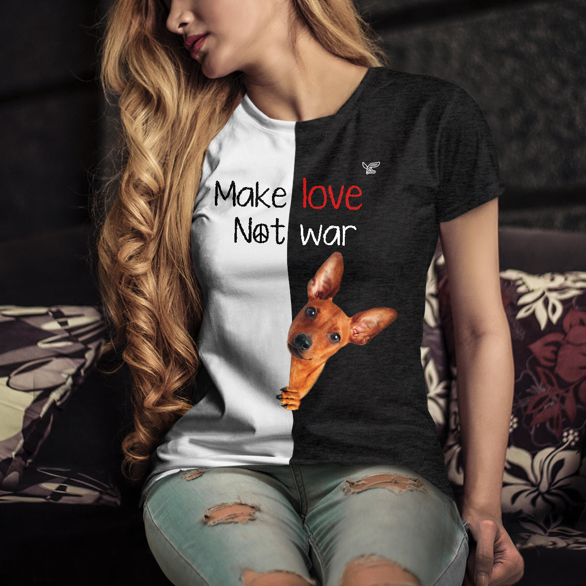 Make Love Not War - Miniature Pinscher T-Shirt V1