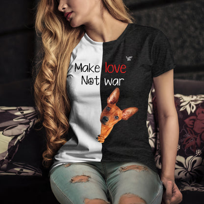 Faites l'amour, pas la guerre - T-Shirt Pinscher nain V1