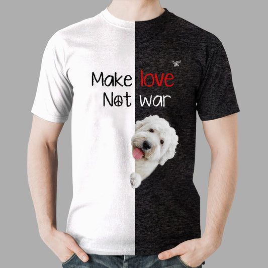 Faites l'amour, pas la guerre - T-shirt vieux chien de berger anglais V1