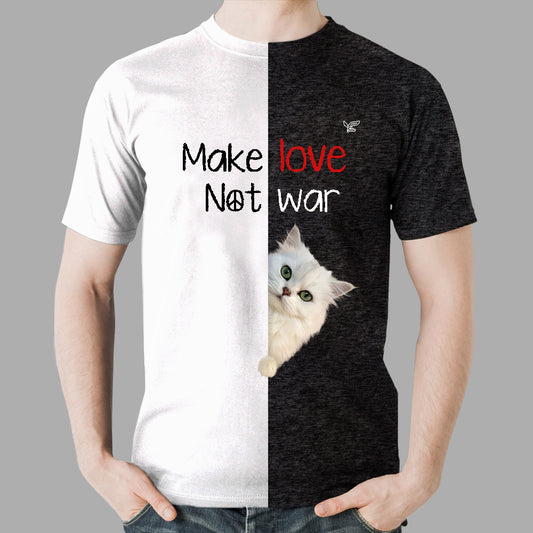 Faites l'amour, pas la guerre - T-shirt chat persan V1