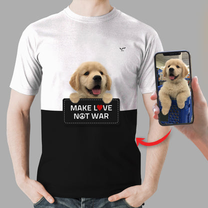 Make Love Not War – Personalisiertes T-Shirt mit dem Foto Ihres Haustieres V1