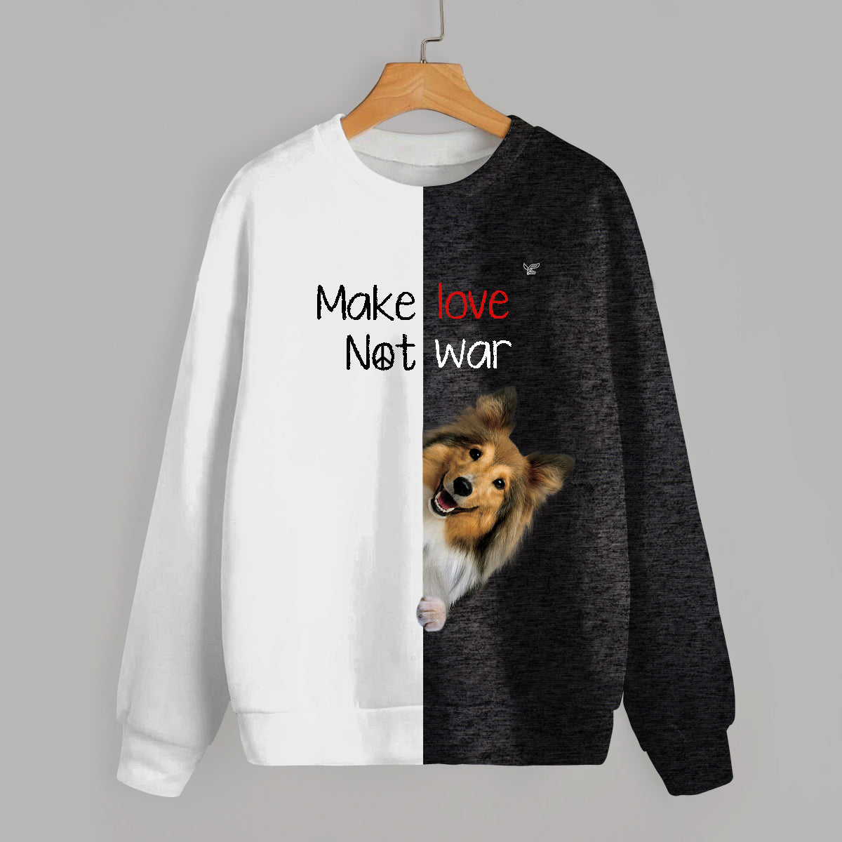 Faites l'amour, pas la guerre - Sweat-shirt pour chien de berger des Shetland V1
