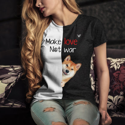Faites l'amour, pas la guerre - T-shirt Shiba Inu V1