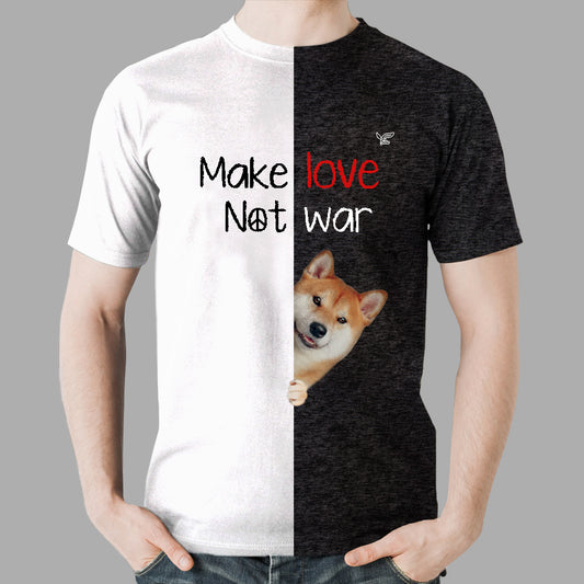 Faites l'amour, pas la guerre - T-shirt Shiba Inu V1