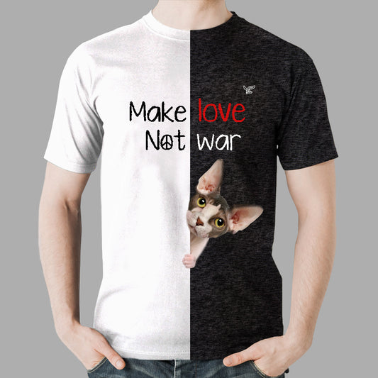Faites l'amour, pas la guerre - T-shirt chat Sphynx V1