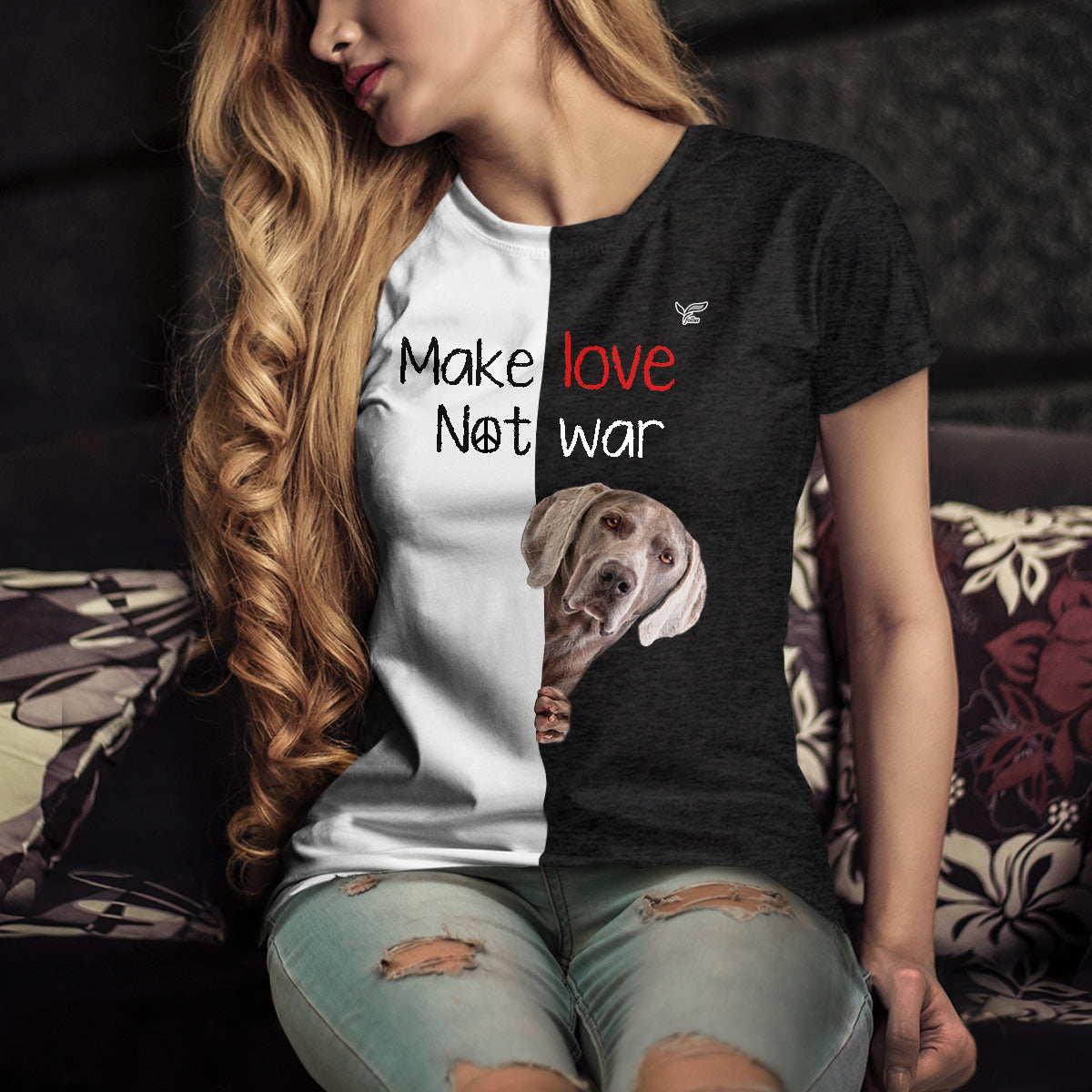 Make Love Not War - Weimaraner T-Shirt V1