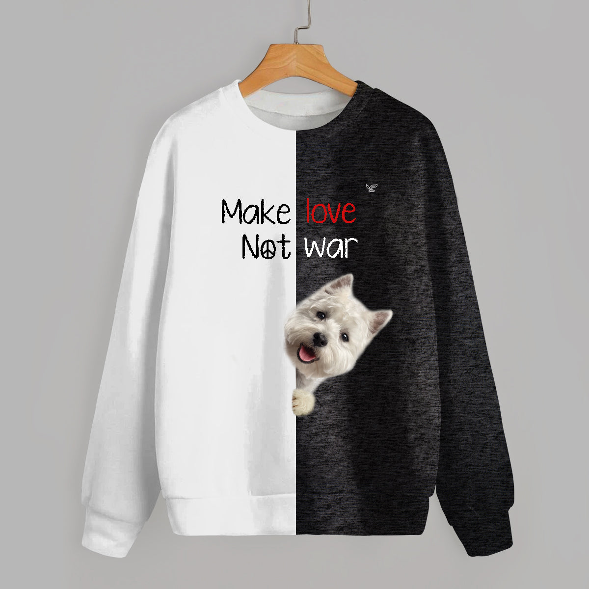Faites l'amour, pas la guerre - Sweat-shirt West Highland White Terrier V1