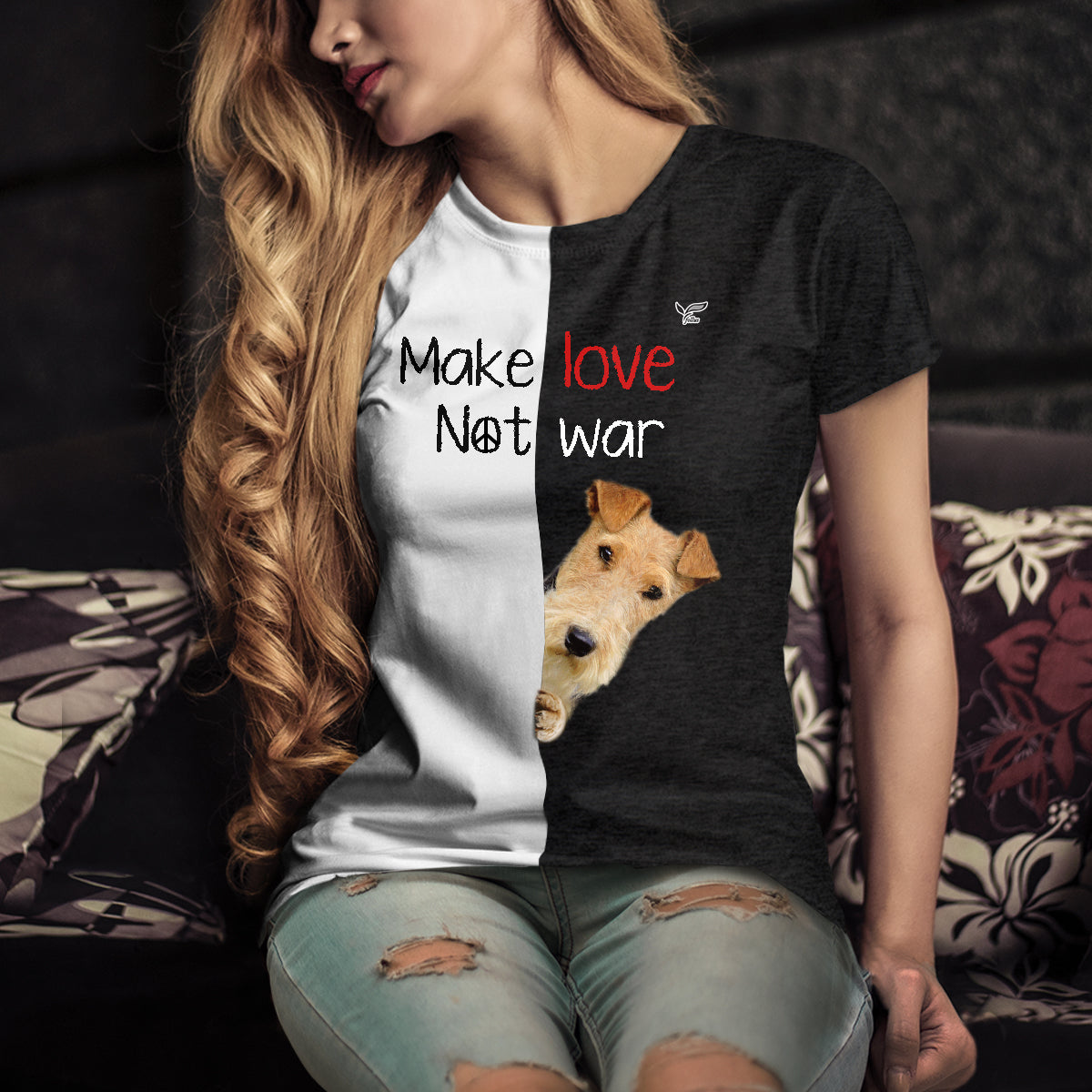 Faites l'amour pas la guerre - T-Shirt Wire Fox Terrier V1