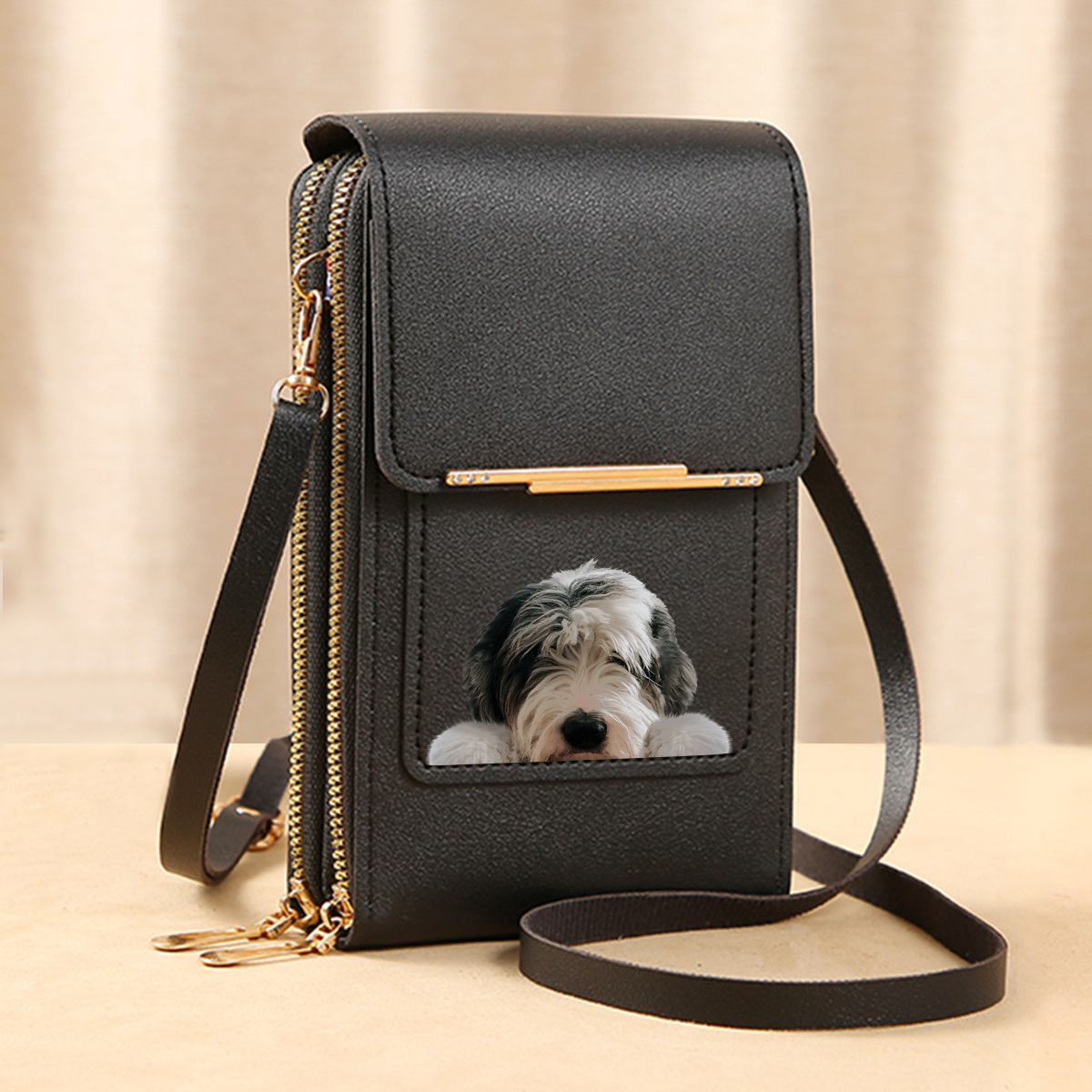 Old English Sheepdog - Touch Screen Phone Wallet Case Crossbody Purse V2