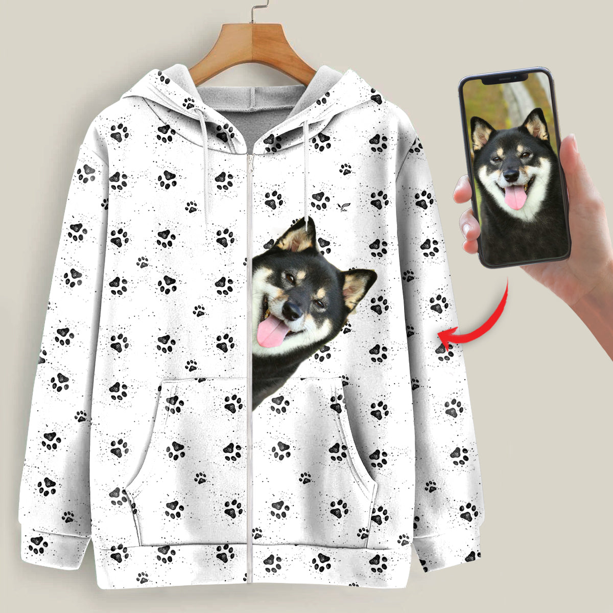 Paw-sitive – Personalisierter Kapuzenpullover mit dem Foto Ihres Haustiers
