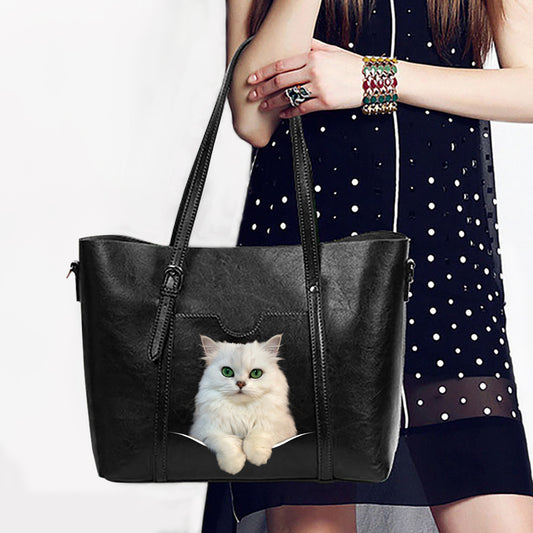 Einzigartige Handtasche mit persischer Chinchilla-Katze V1