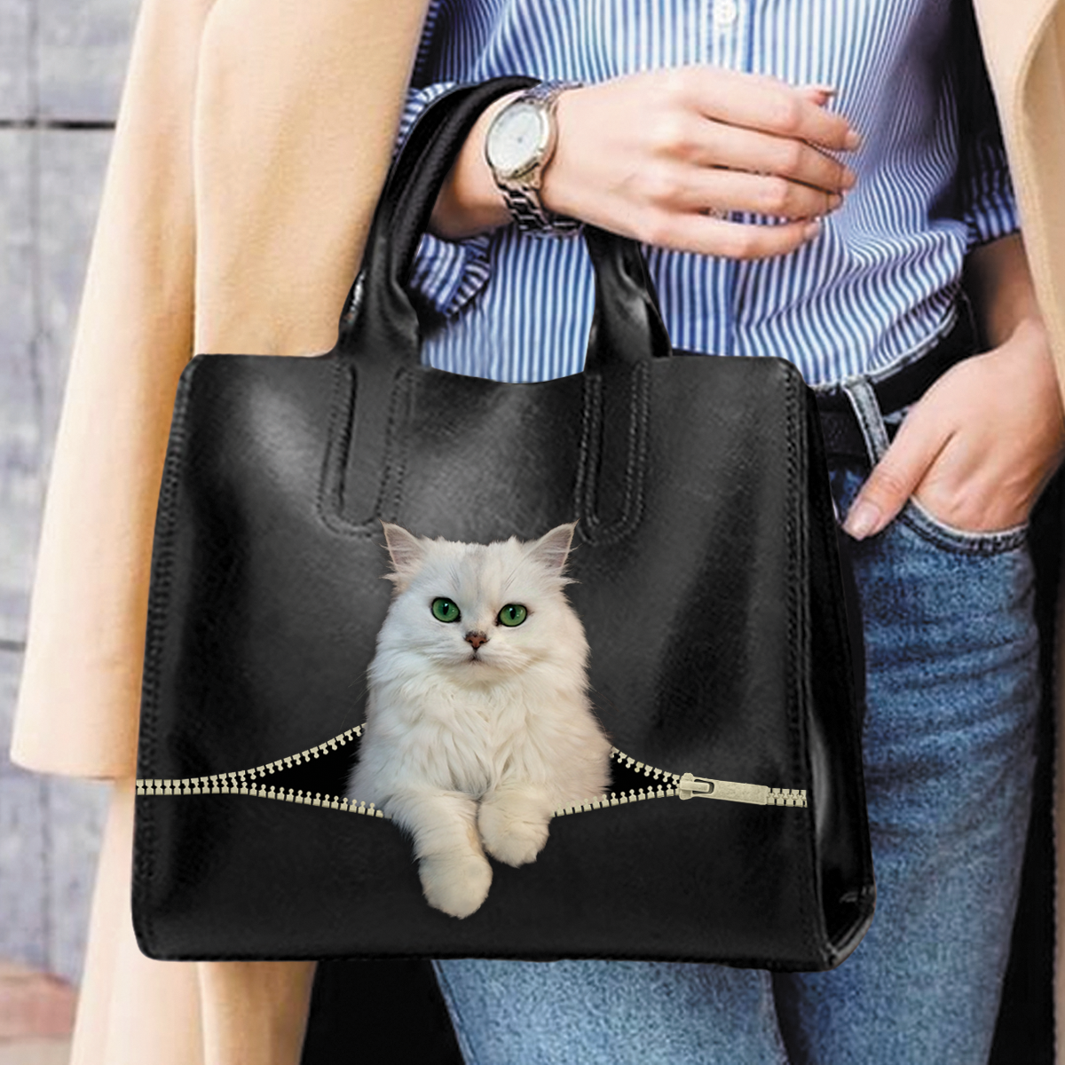 Sac à main de luxe pour chat chinchilla persan V1