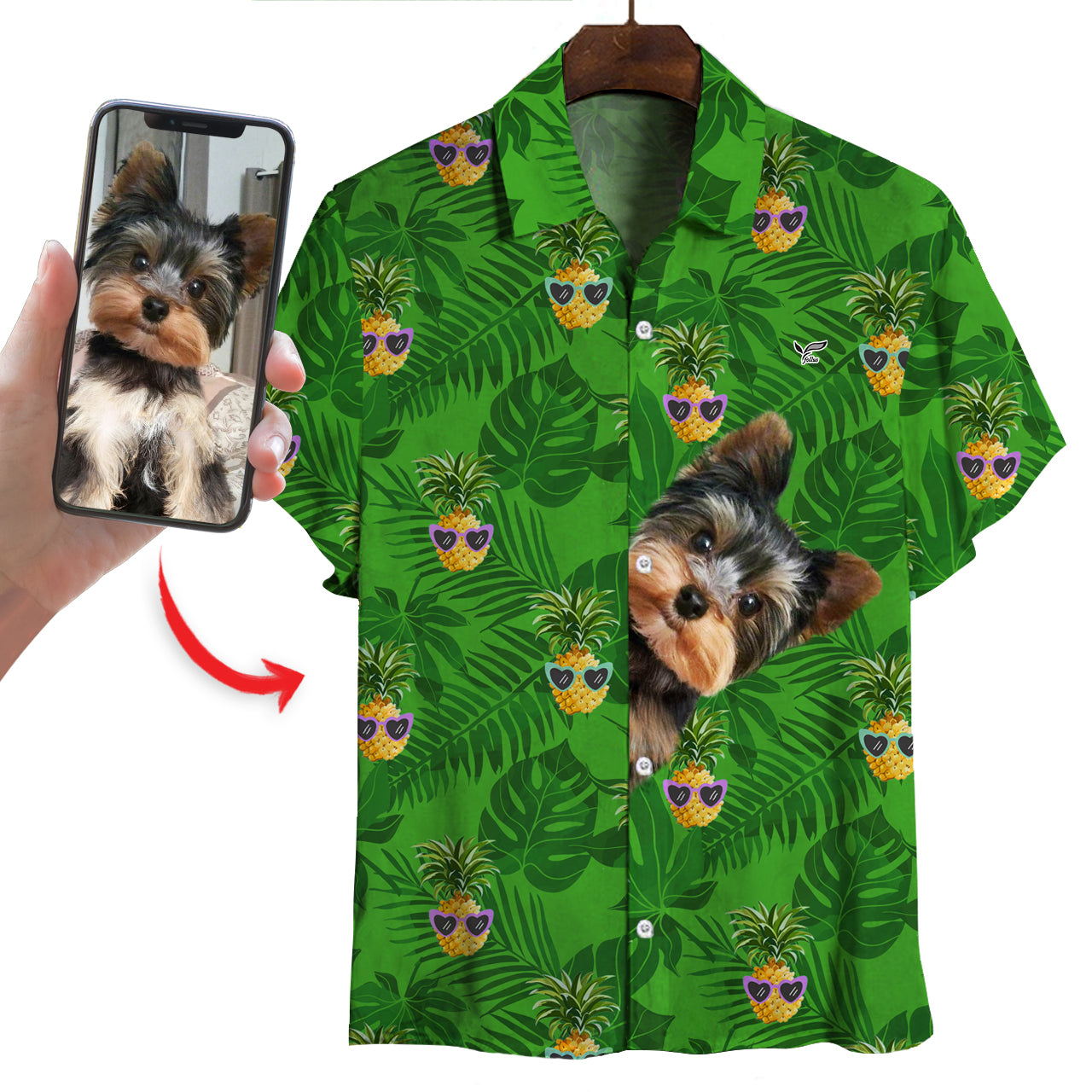 Chemise hawaïenne personnalisée avec la photo de votre animal V13