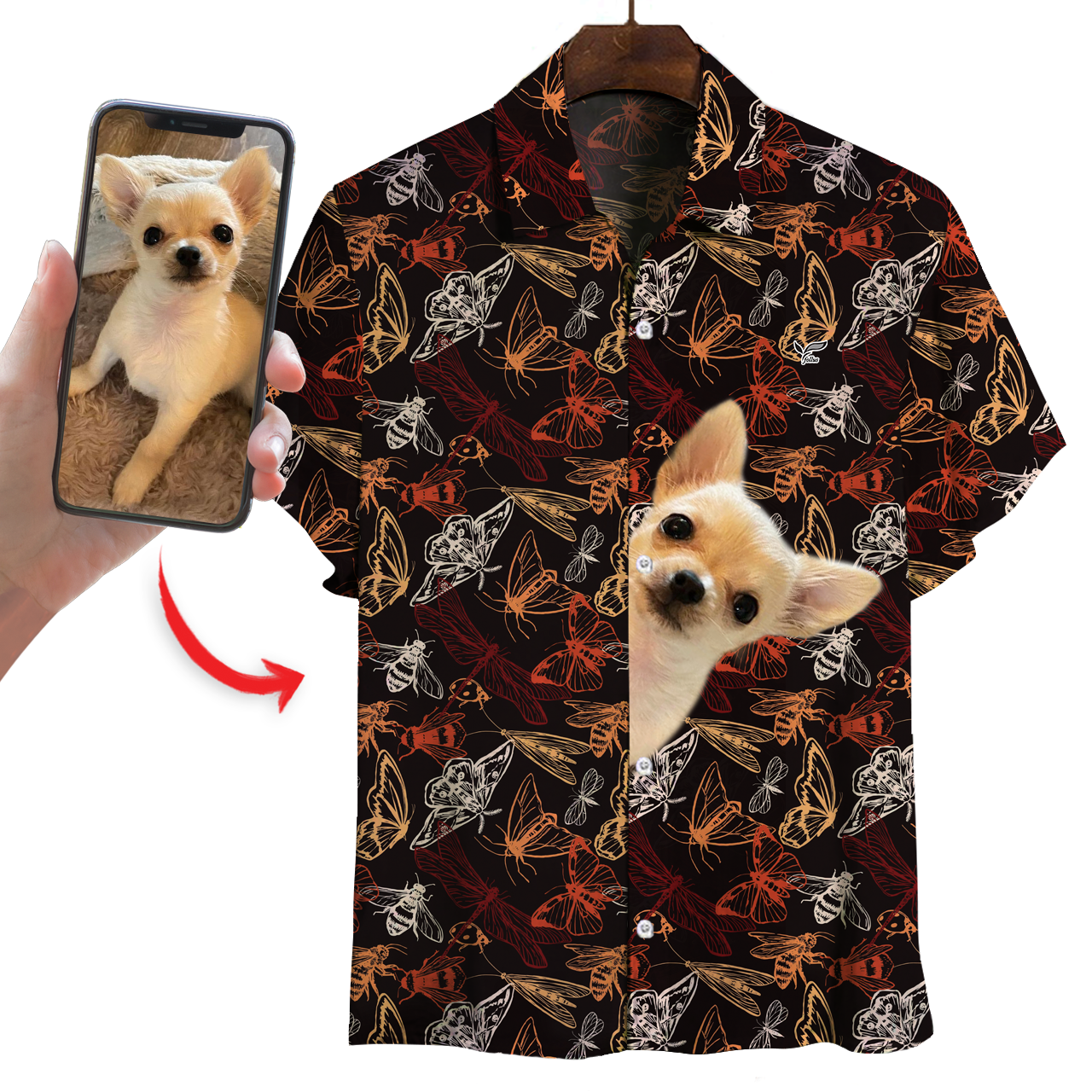 Chemise hawaïenne personnalisée avec la photo de votre animal V20