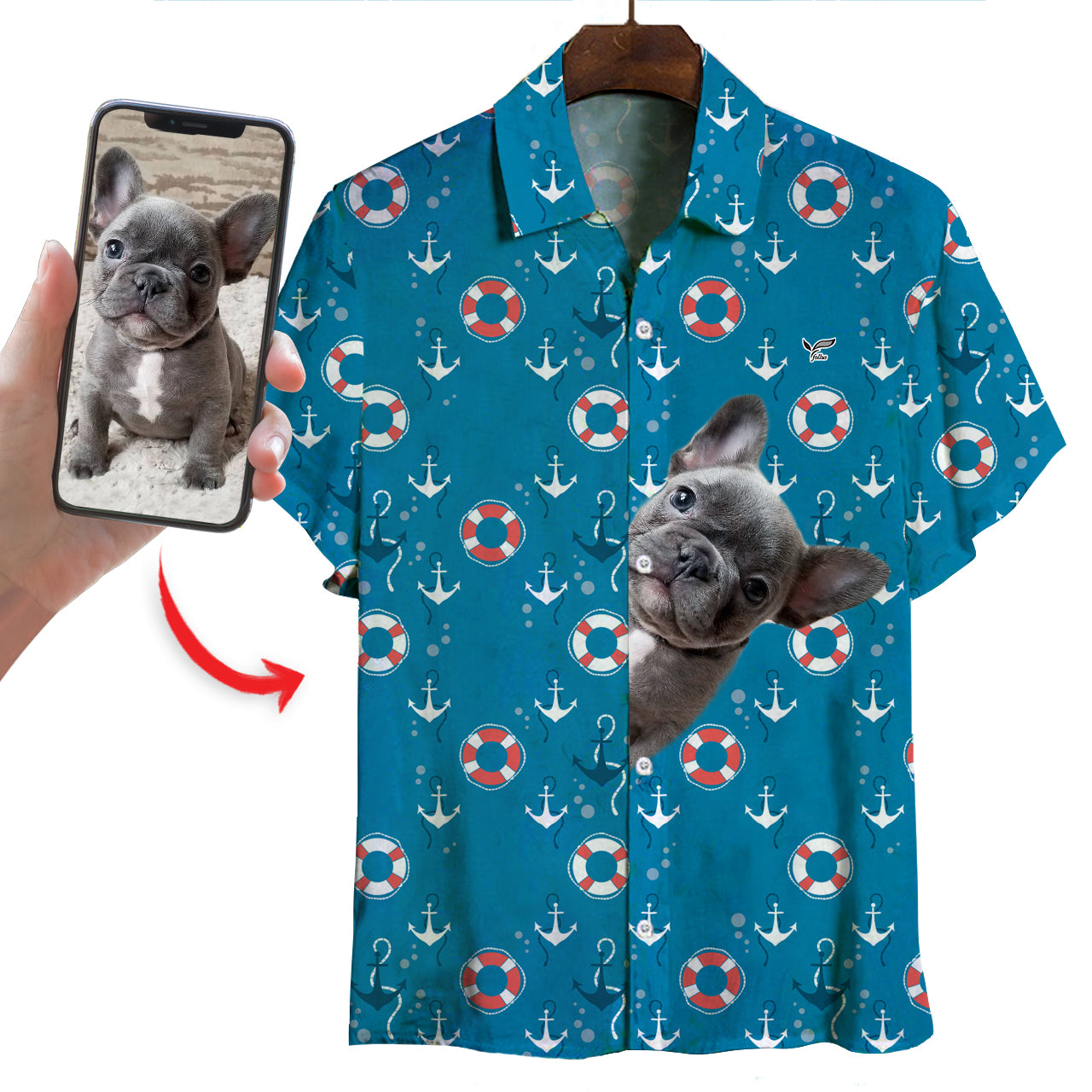 Chemise hawaïenne personnalisée avec la photo de votre animal V10