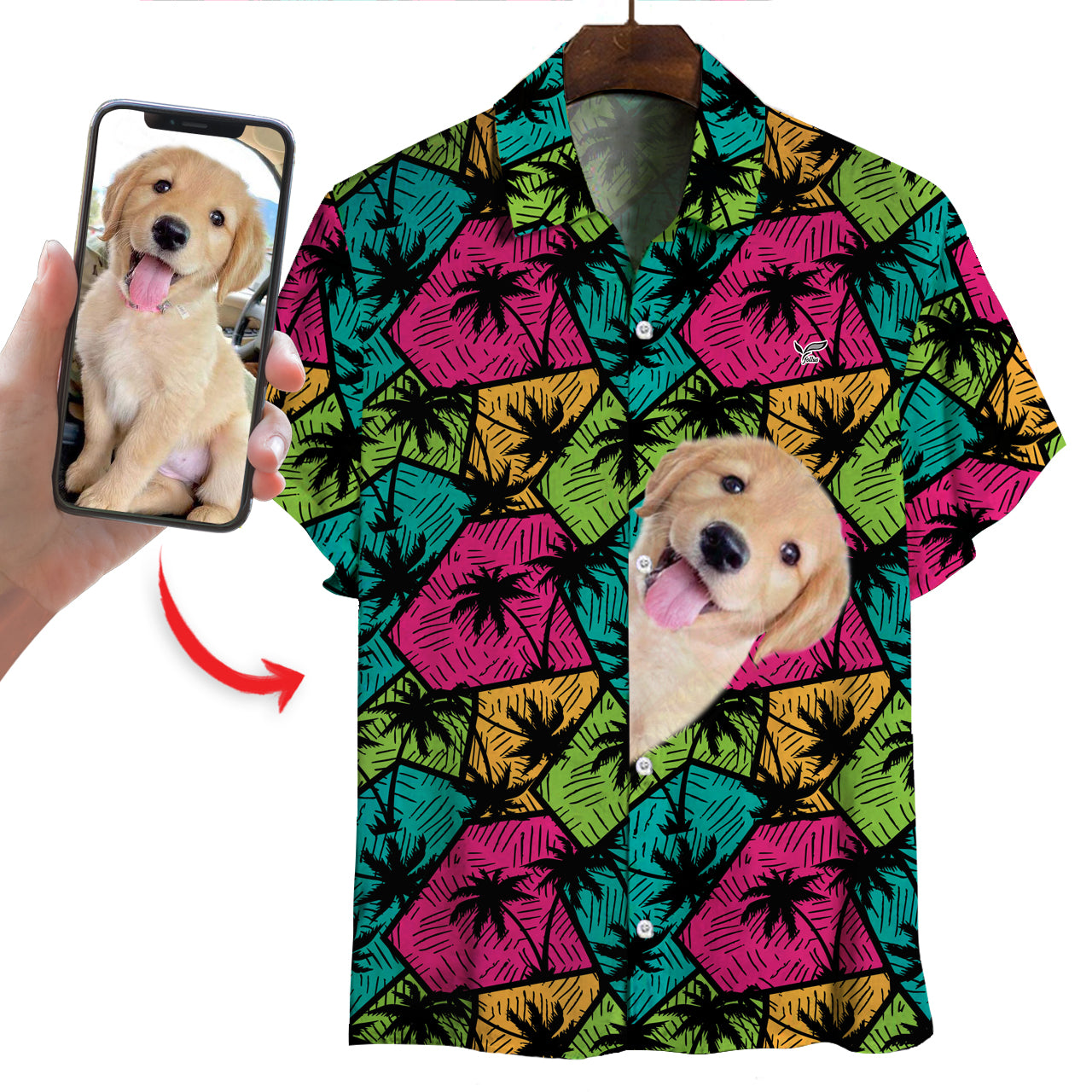 Chemise hawaïenne personnalisée avec la photo de votre animal V12