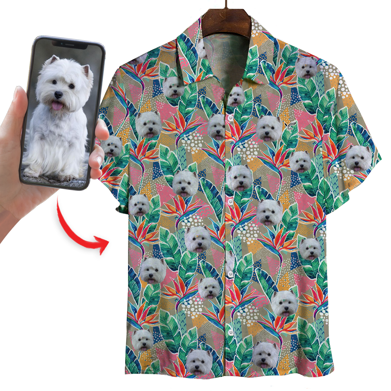 Chemise hawaïenne personnalisée avec la photo de votre animal V23