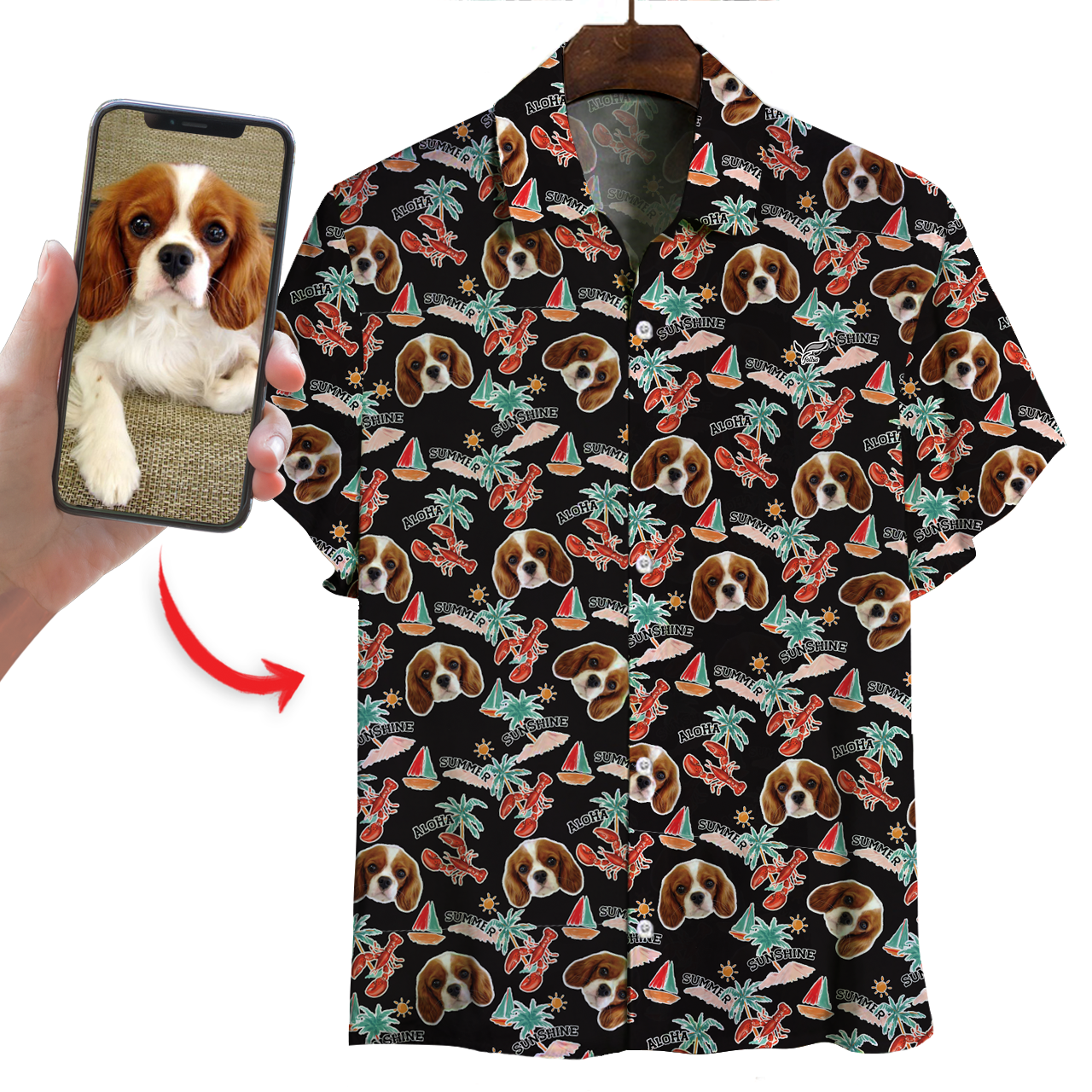 Chemise hawaïenne personnalisée avec la photo de votre animal V24
