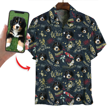 Chemise hawaïenne personnalisée avec la photo de votre animal V28