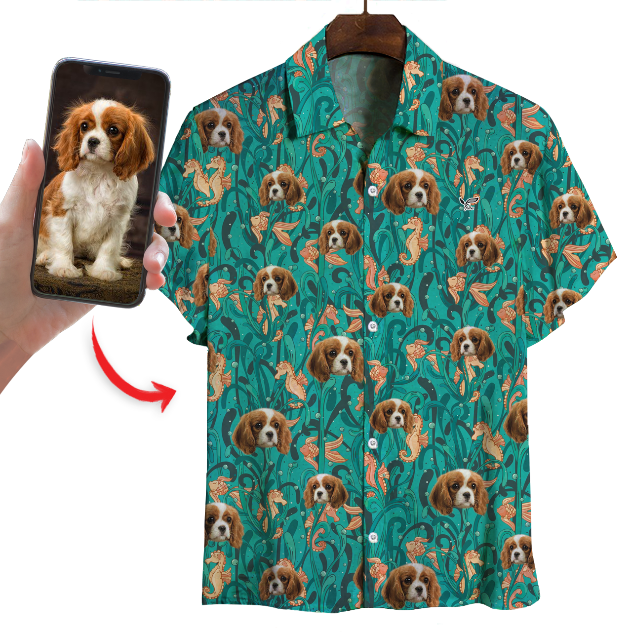 Chemise hawaïenne personnalisée avec la photo de votre animal V24
