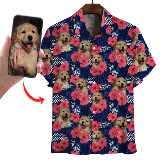 Chemise hawaïenne personnalisée avec la photo de votre animal V30