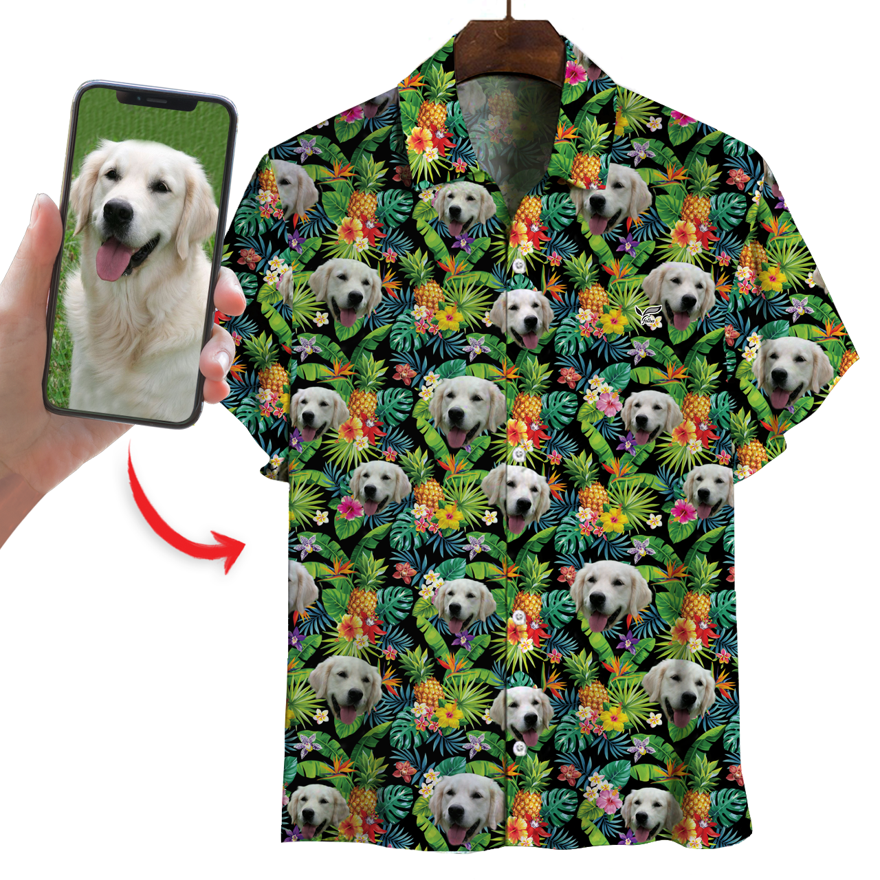 Chemise hawaïenne personnalisée avec la photo de votre animal V35