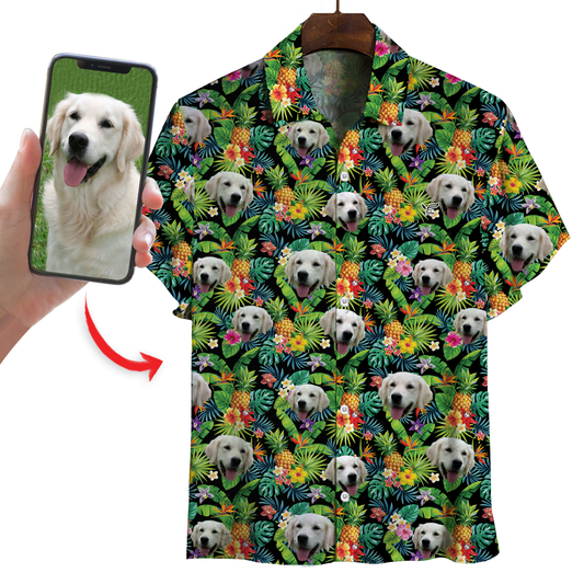 Chemise hawaïenne personnalisée avec la photo de votre animal V35
