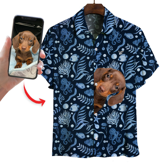 Chemise hawaïenne personnalisée avec la photo de votre animal V15