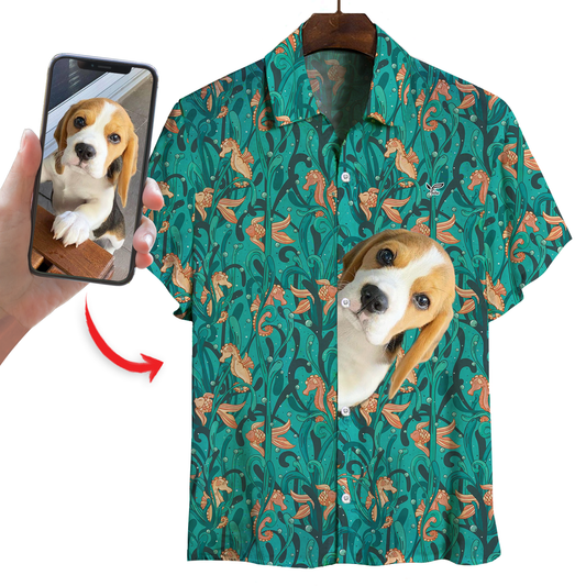 Chemise hawaïenne personnalisée avec la photo de votre animal V21