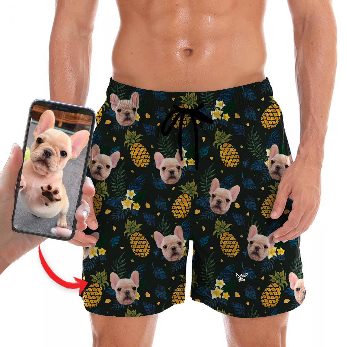 Personalisierte Hawaii-Shorts mit dem Foto Ihres Haustieres V7