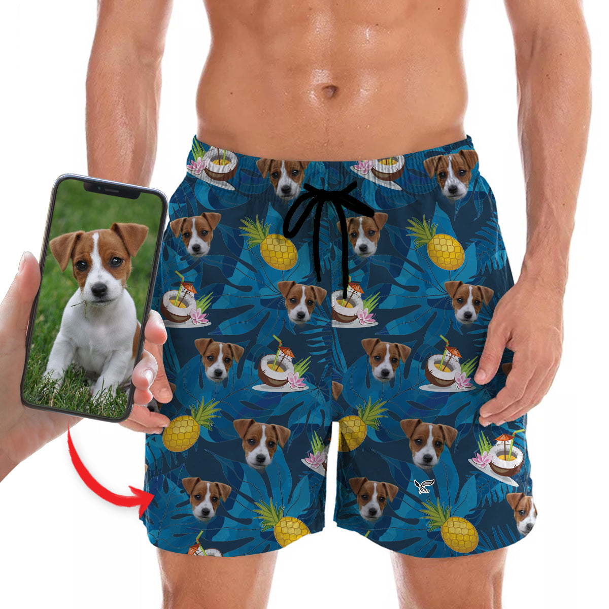 Personalisierte Hawaii-Shorts mit dem Foto Ihres Haustieres V4