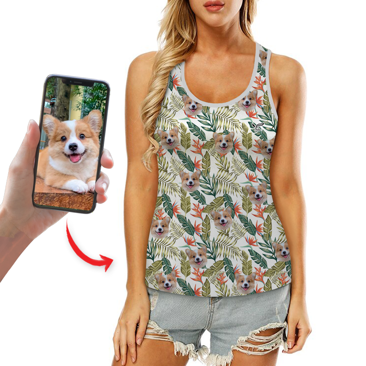 Personalisiertes Hawaii-Tanktop mit dem Foto Ihres Haustieres V1