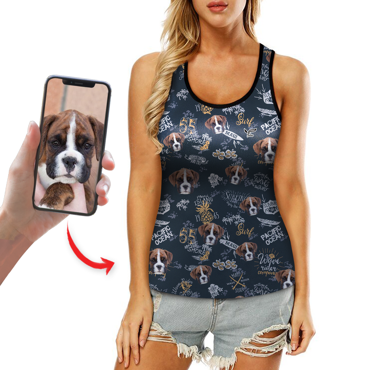 Personalized Hawaiian Tank Top With Your Pet's Photo V14