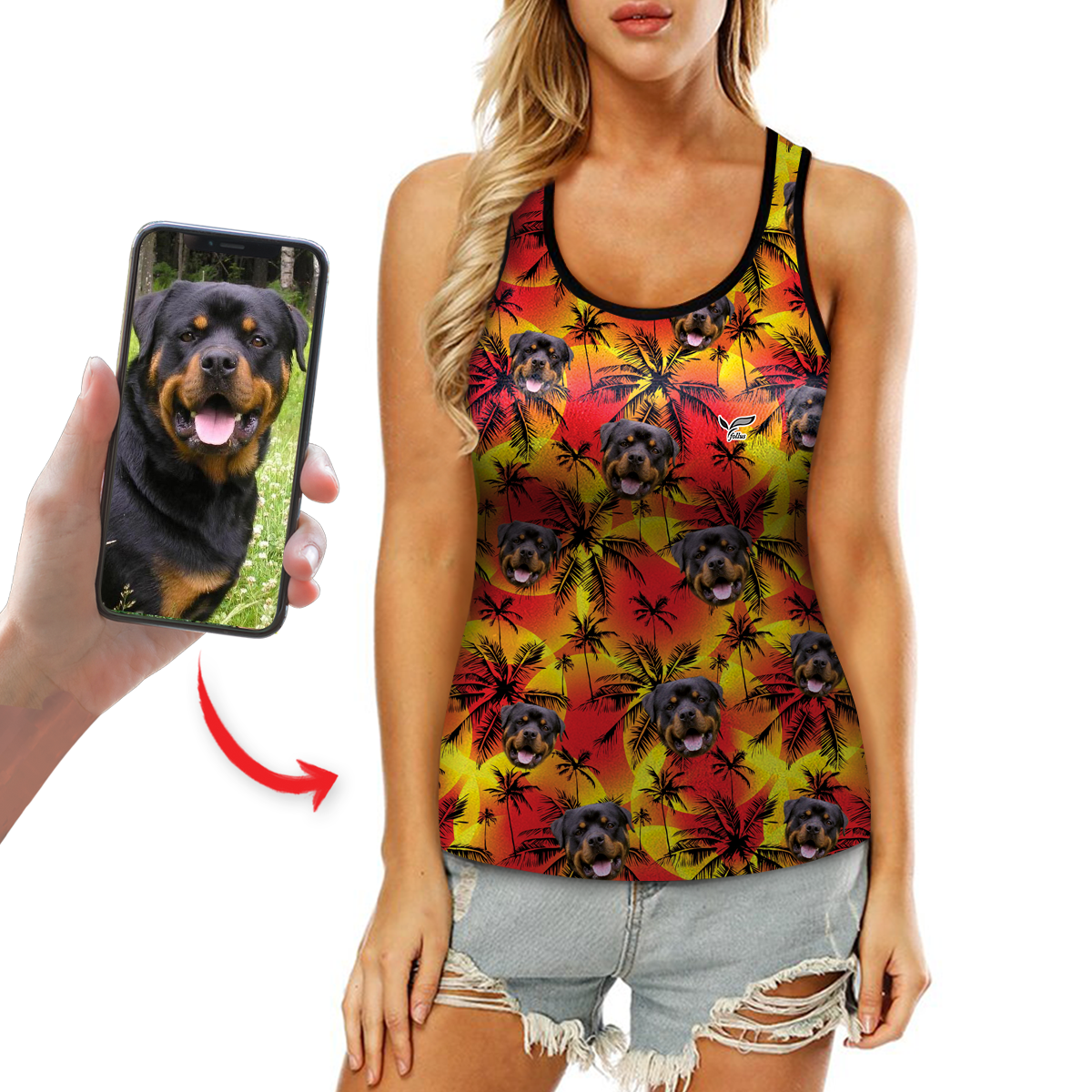Personalized Hawaiian Tank Top With Your Pet's Photo V12
